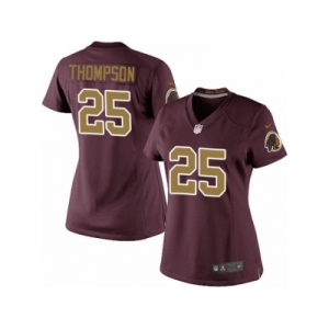 Women's Nike Washington Redskins #25 Chris Thompson Limited Burgundy Red Gold Number Alternate 80TH Anniversary NFL Jersey