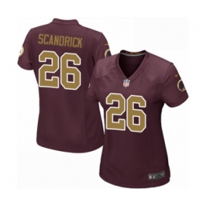 Women's Nike Washington Redskins #26 Orlando Scandrick Game Burgundy Red Gold Number Alternate 80TH Anniversary NFL Jersey