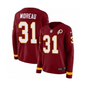 Women's Nike Washington Redskins #31 Fabian Moreau Limited Burgundy Therma Long Sleeve NFL Jersey