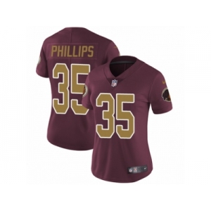 Women's Nike Washington Redskins #35 Dashaun Phillips Vapor Untouchable Limited Burgundy Red Gold Number Alternate 80TH Anniversary NFL Jersey