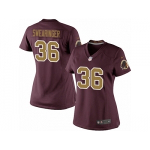 Women's Nike Washington Redskins #36 D.J. Swearinger Limited Burgundy Red Gold Number Alternate 80TH Anniversary NFL Jersey