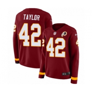 Women's Nike Washington Redskins #42 Charley Taylor Limited Burgundy Therma Long Sleeve NFL Jersey