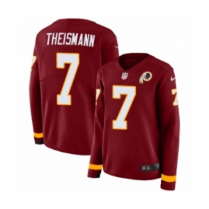 Women's Nike Washington Redskins #7 Joe Theismann Limited Burgundy Therma Long Sleeve NFL Jersey