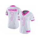 Women's Nike Washington Redskins #7 Joe Theismann Limited White Pink Rush Fashion NFL Jersey