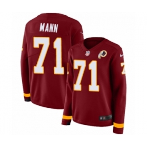 Women's Nike Washington Redskins #71 Charles Mann Limited Burgundy Therma Long Sleeve NFL Jersey