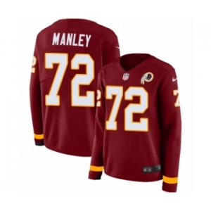 Women's Nike Washington Redskins #72 Dexter Manley Limited Burgundy Therma Long Sleeve NFL Jersey