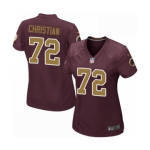 Women's Nike Washington Redskins #72 Geron Christian Game Burgundy Red Gold Number Alternate 80TH Anniversary NFL Jersey