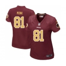 Women's Nike Washington Redskins #81 Art Monk Game Burgundy Red Gold Number Alternate 80TH Anniversary NFL Jersey