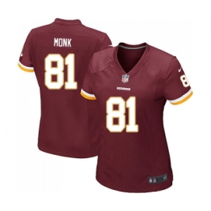 Women's Nike Washington Redskins #81 Art Monk Game Burgundy Red Team Color NFL Jersey