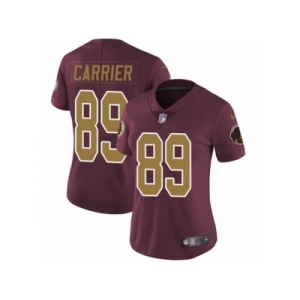 Women's Nike Washington Redskins #89 Derek Carrier Vapor Untouchable Limited Burgundy Red Gold Number Alternate 80TH Anniversary NFL Jersey