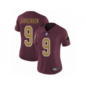 Women's Nike Washington Redskins #9 Sonny Jurgensen Vapor Untouchable Limited Burgundy Red Gold Number Alternate 80TH Anniversary NFL Jersey
