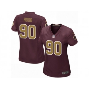 Women's Nike Washington Redskins #90 Ziggy Hood Game Burgundy Red Gold Number Alternate 80TH Anniversary NFL Jersey