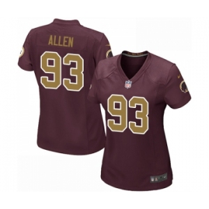 Women's Nike Washington Redskins #93 Jonathan Allen Game Burgundy Red Gold Number Alternate 80TH Anniversary NFL Jersey