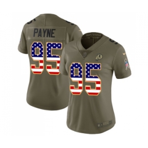 Women's Nike Washington Redskins #95 Da'Ron Payne Limited Olive USA Flag 2017 Salute to Service NFL Jersey