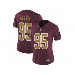 Women's Nike Washington Redskins #95 Jonathan Allen Vapor Untouchable Limited Burgundy Red Gold Number Alternate 80TH Anniversary NFL Jersey