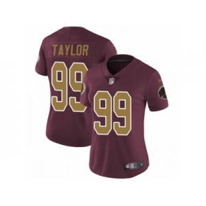 Women's Nike Washington Redskins #99 Phil Taylor Vapor Untouchable Limited Burgundy Red Gold Number Alternate 80TH Anniversary NFL Jersey