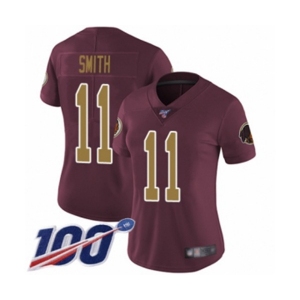 Women's Washington Redskins #11 Alex Smith Burgundy Red Gold Number Alternate 80TH Anniversary Vapor Untouchable Limited Player 100th Season Football Jerse