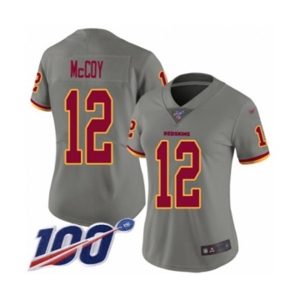 Women's Washington Redskins #12 Colt McCoy Limited Gray Inverted Legend 100th Season Football Jersey