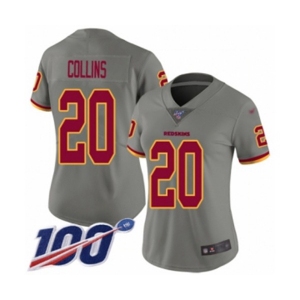 Women's Washington Redskins #20 Landon Collins Limited Gray Inverted Legend 100th Season Football Jersey