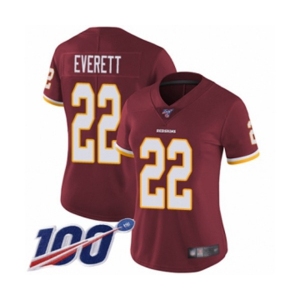 Women's Washington Redskins #22 Deshazor Everett Burgundy Red Team Color Vapor Untouchable Limited Player 100th Season Football Jersey