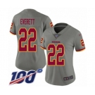 Women's Washington Redskins #22 Deshazor Everett Limited Gray Inverted Legend 100th Season Football Jersey