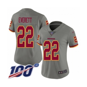 Women's Washington Redskins #22 Deshazor Everett Limited Gray Inverted Legend 100th Season Football Jersey