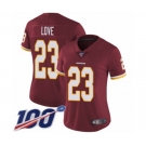 Women's Washington Redskins #23 Bryce Love Burgundy Red Team Color Vapor Untouchable Limited Player 100th Season Football Jersey