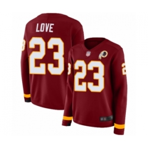 Women's Washington Redskins #23 Bryce Love Limited Burgundy Therma Long Sleeve Football Jersey