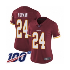 Women's Washington Redskins #24 Josh Norman Burgundy Red Team Color Vapor Untouchable Limited Player 100th Season Football Jersey