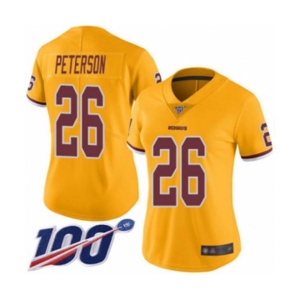 Women's Washington Redskins #26 Adrian Peterson Limited Gold Rush Vapor Untouchable 100th Season Football Jersey