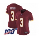 Women's Washington Redskins #3 Dustin Hopkins Burgundy Red Team Color Vapor Untouchable Limited Player 100th Season Football Jersey