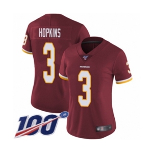 Women's Washington Redskins #3 Dustin Hopkins Burgundy Red Team Color Vapor Untouchable Limited Player 100th Season Football Jersey