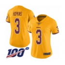 Women's Washington Redskins #3 Dustin Hopkins Limited Gold Rush Vapor Untouchable 100th Season Football Jersey