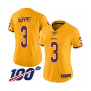 Women's Washington Redskins #3 Dustin Hopkins Limited Gold Rush Vapor Untouchable 100th Season Football Jersey