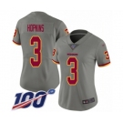 Women's Washington Redskins #3 Dustin Hopkins Limited Gray Inverted Legend 100th Season Football Jersey