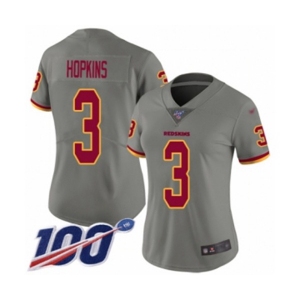 Women's Washington Redskins #3 Dustin Hopkins Limited Gray Inverted Legend 100th Season Football Jersey