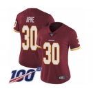 Women's Washington Redskins #30 Troy Apke Burgundy Red Team Color Vapor Untouchable Limited Player 100th Season Football Jersey