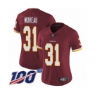 Women's Washington Redskins #31 Fabian Moreau Burgundy Red Team Color Vapor Untouchable Limited Player 100th Season Football Jersey