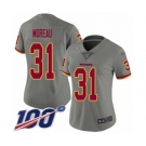 Women's Washington Redskins #31 Fabian Moreau Limited Gray Inverted Legend 100th Season Football Jersey