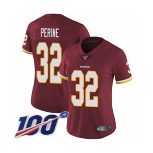 Women's Washington Redskins #32 Samaje Perine Burgundy Red Team Color Vapor Untouchable Limited Player 100th Season Football Jersey