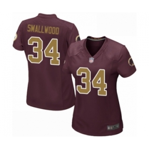 Women's Washington Redskins #34 Wendell Smallwood Game Burgundy Red Gold Number Alternate 80TH Anniversary Football Jersey
