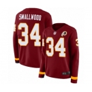 Women's Washington Redskins #34 Wendell Smallwood Limited Burgundy Therma Long Sleeve Football Jersey