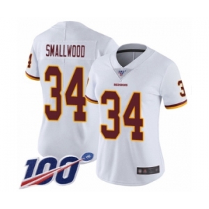 Women's Washington Redskins #34 Wendell Smallwood White Vapor Untouchable Limited Player 100th Season Football Jersey