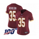 Women's Washington Redskins #35 Montae Nicholson Burgundy Red Team Color Vapor Untouchable Limited Player 100th Season Football Jersey