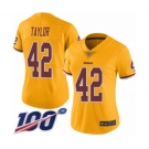 Women's Washington Redskins #42 Charley Taylor Limited Gold Rush Vapor Untouchable 100th Season Football Jersey