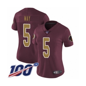 Women's Washington Redskins #5 Tress Way Burgundy Red Gold Number Alternate 80TH Anniversary Vapor Untouchable Limited Player 100th Season Football Jersey