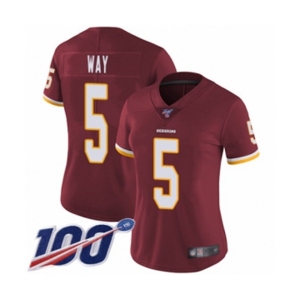 Women's Washington Redskins #5 Tress Way Burgundy Red Team Color Vapor Untouchable Limited Player 100th Season Football Jersey