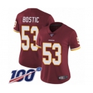 Women's Washington Redskins #53 Jon Bostic Burgundy Red Team Color Vapor Untouchable Limited Player 100th Season Football Jersey