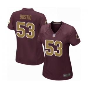 Women's Washington Redskins #53 Jon Bostic Game Burgundy Red Gold Number Alternate 80TH Anniversary Football Jersey