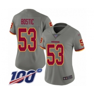 Women's Washington Redskins #53 Jon Bostic Limited Gray Inverted Legend 100th Season Football Jersey